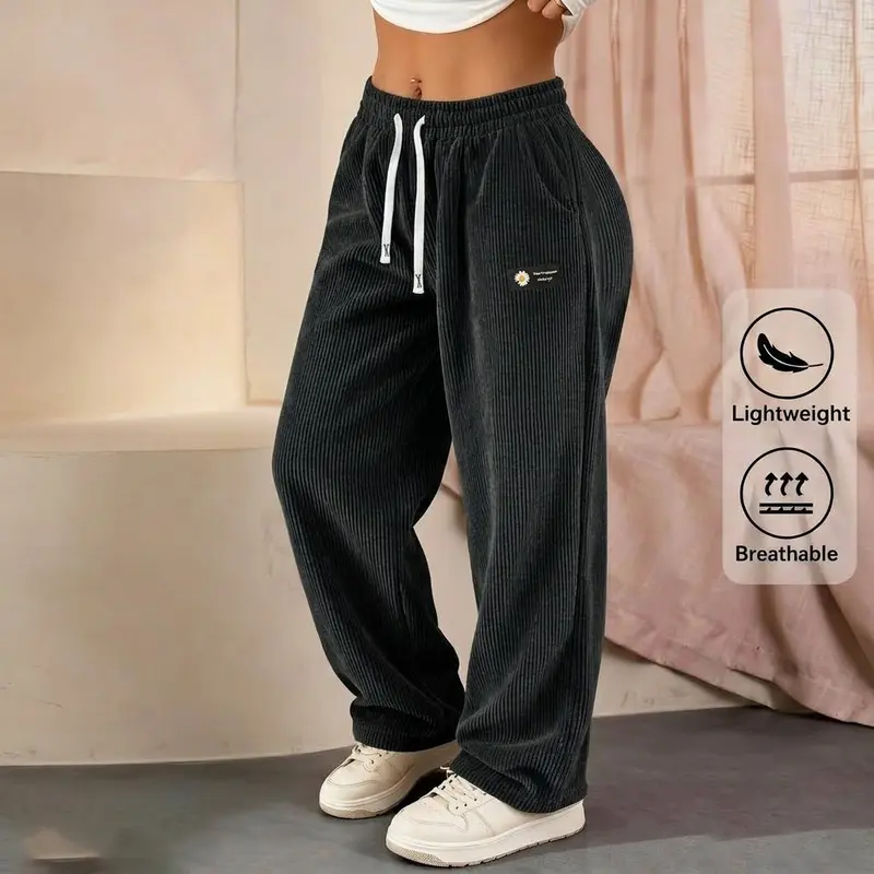 🔥LAST DAY SALE🔥Women's Solid Straight Leg Corduroy Bottoms-100% Cotton