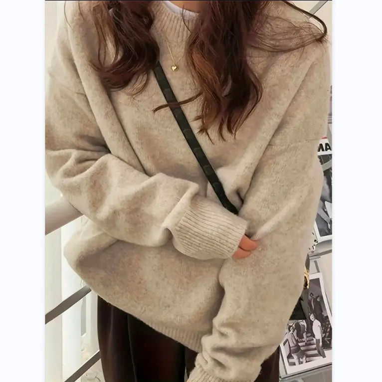 Women's Drop Shoulder Split Hem Sweater