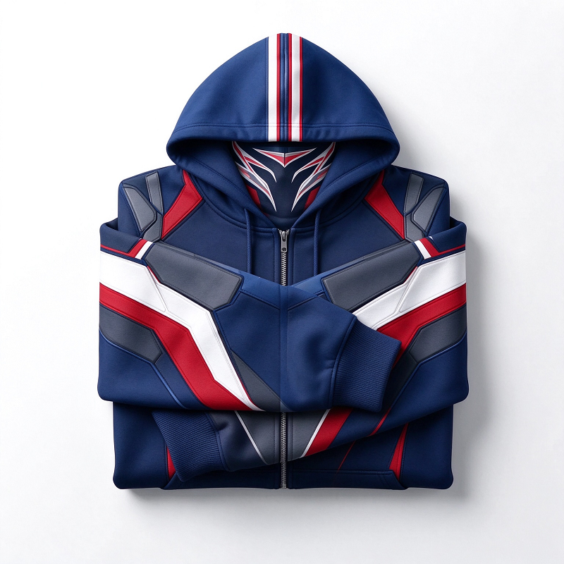 Teams Built-in Balaclava Zip Up Hoodie Football Sports Fan Full Zip Fleece Jacket Warm Winter Face Mask Sweatshirt Streetwear