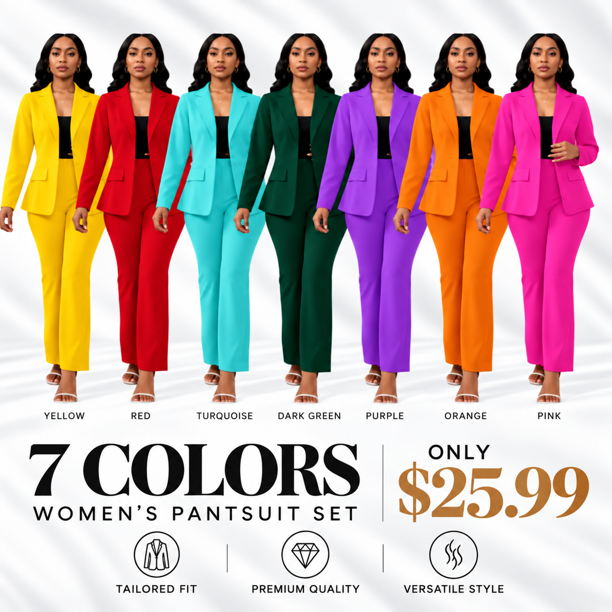 Women's elegant business solid color long-sleeved two-piece suit