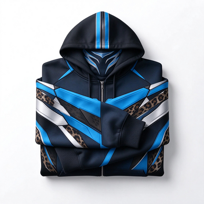 Teams Built-in Balaclava Zip Up Hoodie Football Sports Fan Full Zip Fleece Jacket Warm Winter Face Mask Sweatshirt Streetwear
