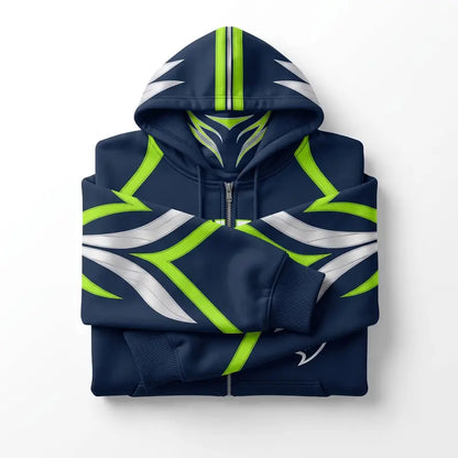 Teams Built-in Balaclava Zip Up Hoodie Football Sports Fan Full Zip Fleece Jacket Warm Winter Face Mask Sweatshirt Streetwear