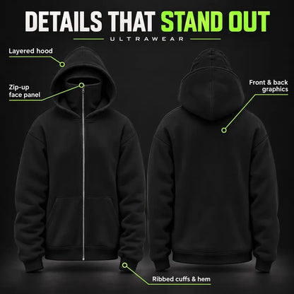 Teams Built-in Balaclava Zip Up Hoodie Football Sports Fan Full Zip Fleece Jacket Warm Winter Face Mask Sweatshirt Streetwear
