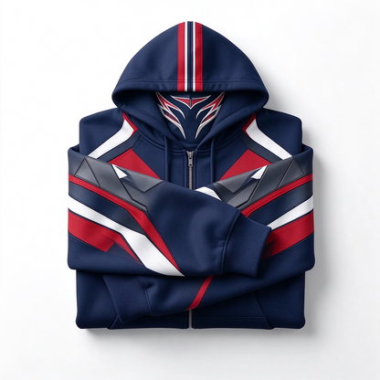 Teams Built-in Balaclava Zip Up Hoodie Football Sports Fan Full Zip Fleece Jacket Warm Winter Face Mask Sweatshirt Streetwear