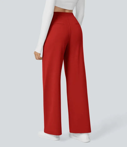 🔥Limited-Time Promotion-High Waisted Plicated Side Pocket Straight Leg Work Pants