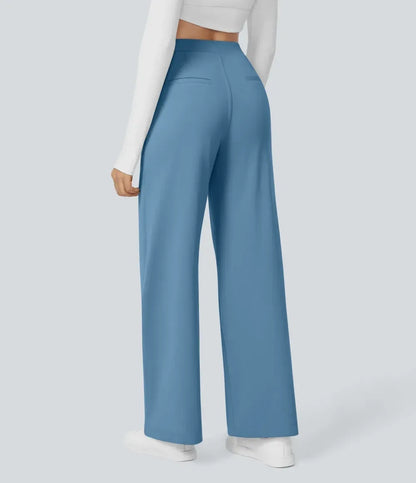 🔥Limited-Time Promotion-High Waisted Plicated Side Pocket Straight Leg Work Pants