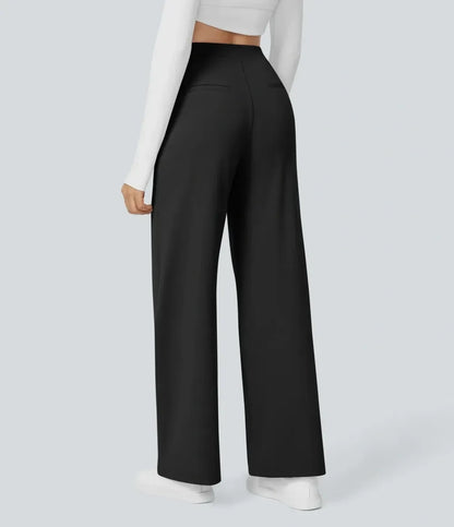 🔥Limited-Time Promotion-High Waisted Plicated Side Pocket Straight Leg Work Pants