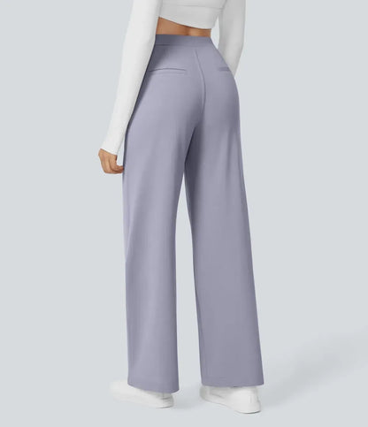 🔥Limited-Time Promotion-High Waisted Plicated Side Pocket Straight Leg Work Pants