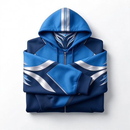 Teams Built-in Balaclava Zip Up Hoodie Football Sports Fan Full Zip Fleece Jacket Warm Winter Face Mask Sweatshirt Streetwear