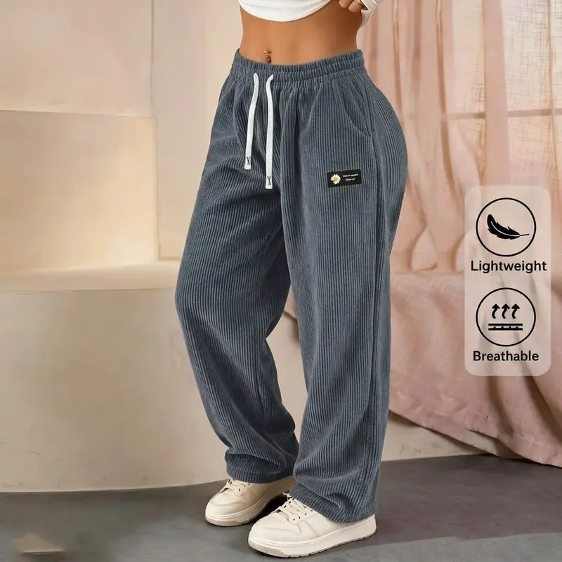 🔥LAST DAY SALE🔥Women's Solid Straight Leg Corduroy Bottoms-100% Cotton