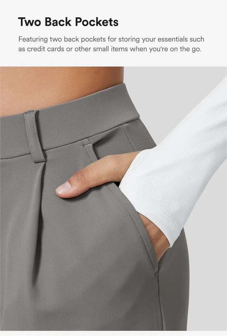 🔥Limited-Time Promotion-High Waisted Plicated Side Pocket Straight Leg Work Pants