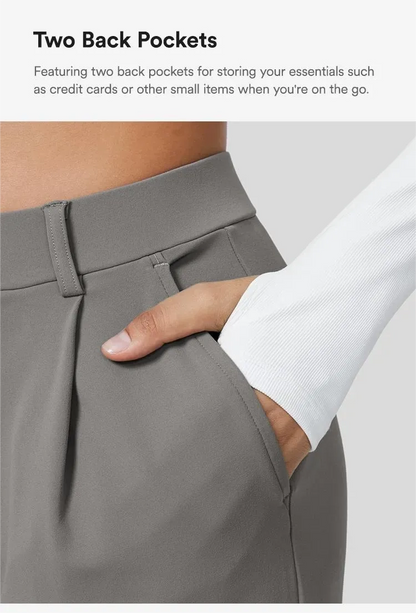 🔥Limited-Time Promotion-High Waisted Plicated Side Pocket Straight Leg Work Pants