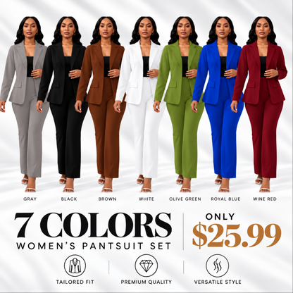 Women's elegant business solid color long-sleeved two-piece suit