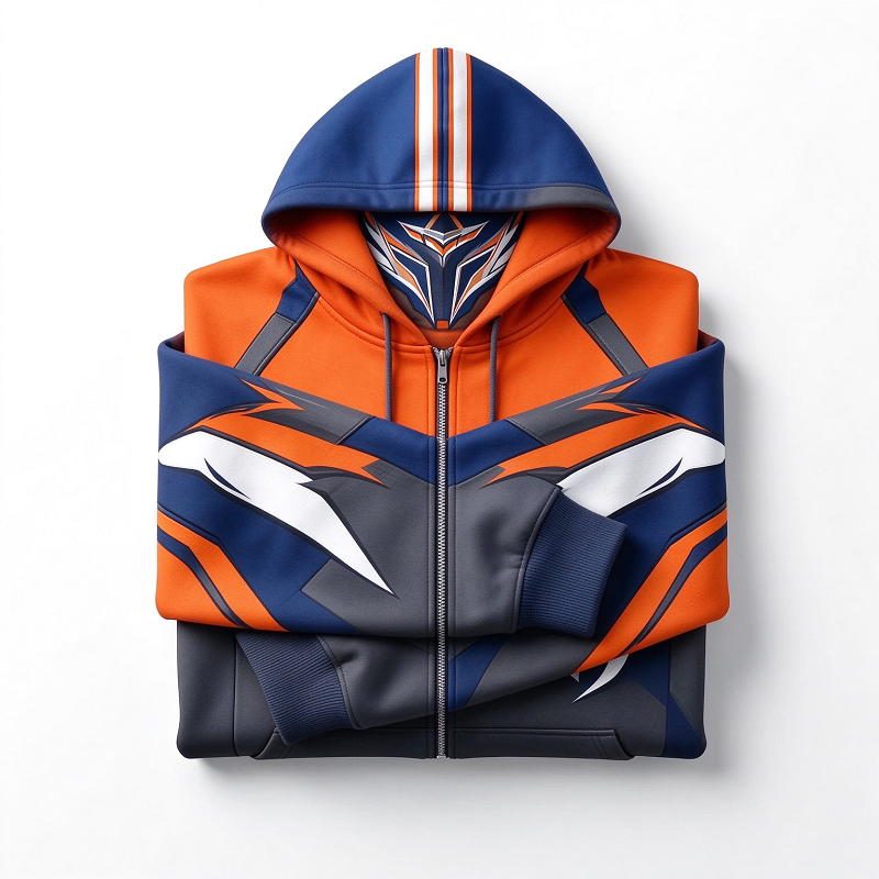 Teams Built-in Balaclava Zip Up Hoodie Football Sports Fan Full Zip Fleece Jacket Warm Winter Face Mask Sweatshirt Streetwear