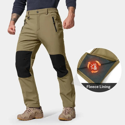 Men's waterproof and warm trousers; waterproof fabric with a pure cotton lining.