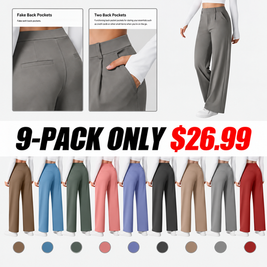🔥Limited-Time Promotion-High Waisted Plicated Side Pocket Straight Leg Work Pants