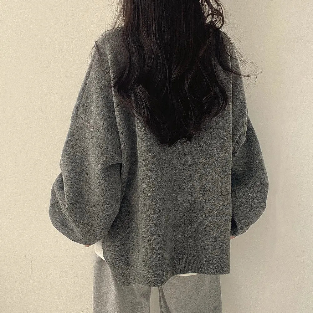Women's Drop Shoulder Split Hem Sweater