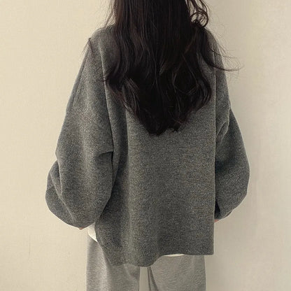 Women's Drop Shoulder Split Hem Sweater