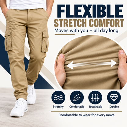 Men's flex stretch cotton cargo pants