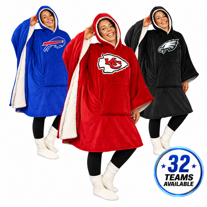 Final Clearance - 60" x 80" Wearable Hooded Blanket with Logo Patch