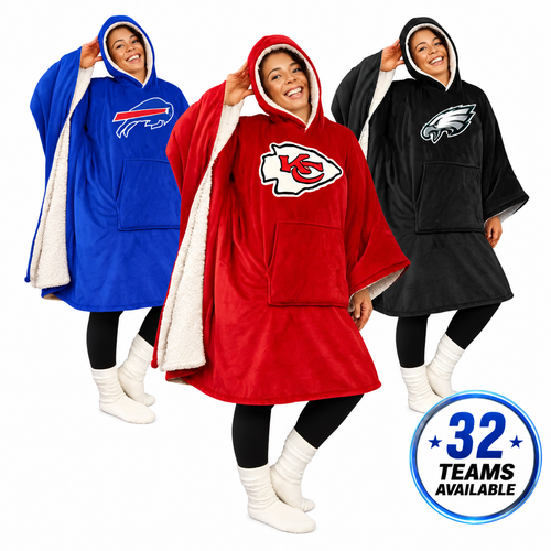 Final Clearance - 60" x 80" Wearable Hooded Blanket with Logo Patch