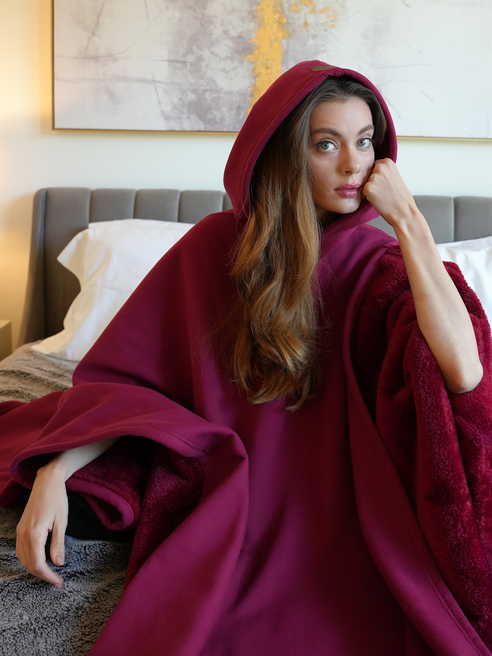 🎃Halloween Sale - Solid Color sided Fleece Hoodie Blanket