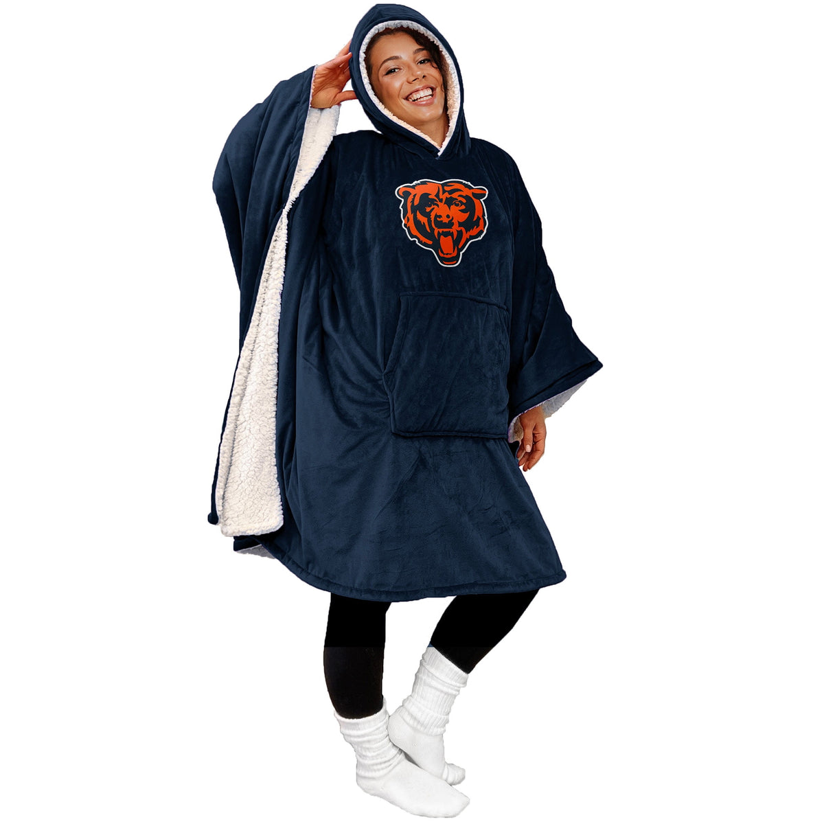 Final Clearance - 60" x 80" Wearable Hooded Blanket with Logo Patch
