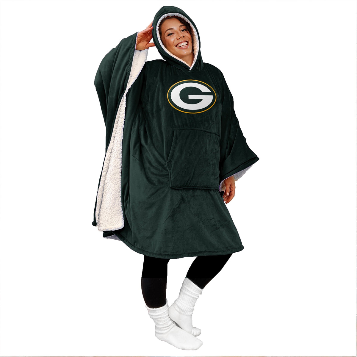Hot Sale - 60" x 80" Wearable Hooded Blanket with Logo Patch