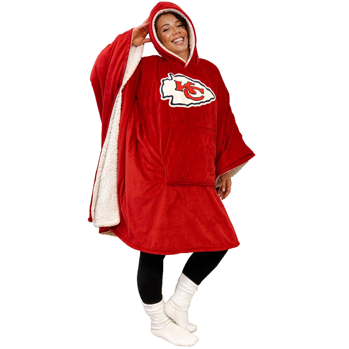 Hot Sale - 60" x 80" Wearable Hooded Blanket with Logo Patch
