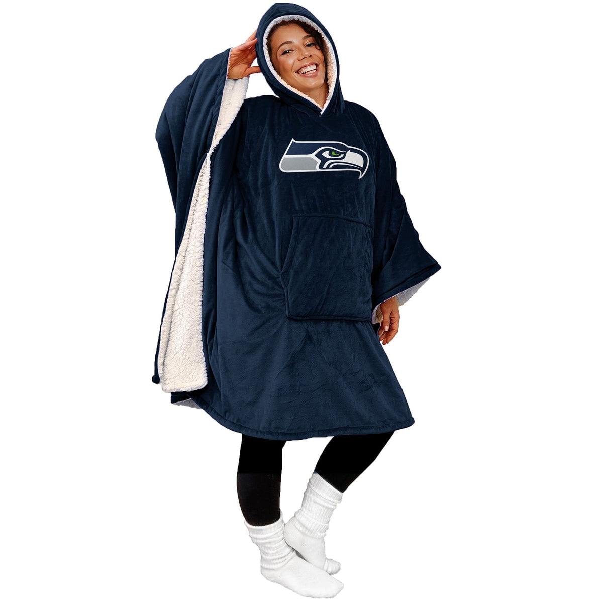 Hot Sale - 60" x 80" Wearable Hooded Blanket with Logo Patch