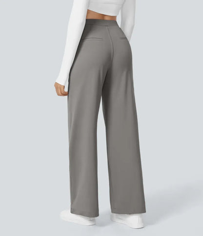 🔥Limited-Time Promotion-High Waisted Plicated Side Pocket Straight Leg Work Pants