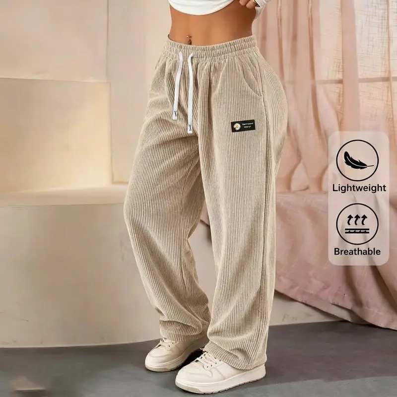 🔥LAST DAY SALE🔥Women's Solid Straight Leg Corduroy Bottoms-100% Cotton