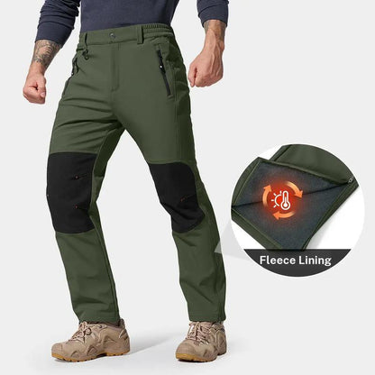 Men's waterproof and warm trousers; waterproof fabric with a pure cotton lining.