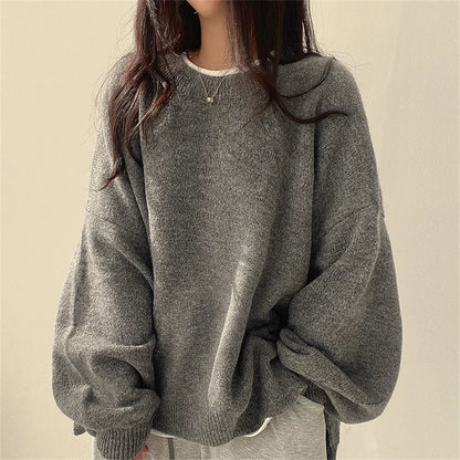 Women's Drop Shoulder Split Hem Sweater