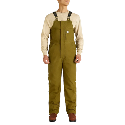 Men's Cold-Weather Insulated Bib Overalls - Loose-Fit Canvas + Tool Pockets