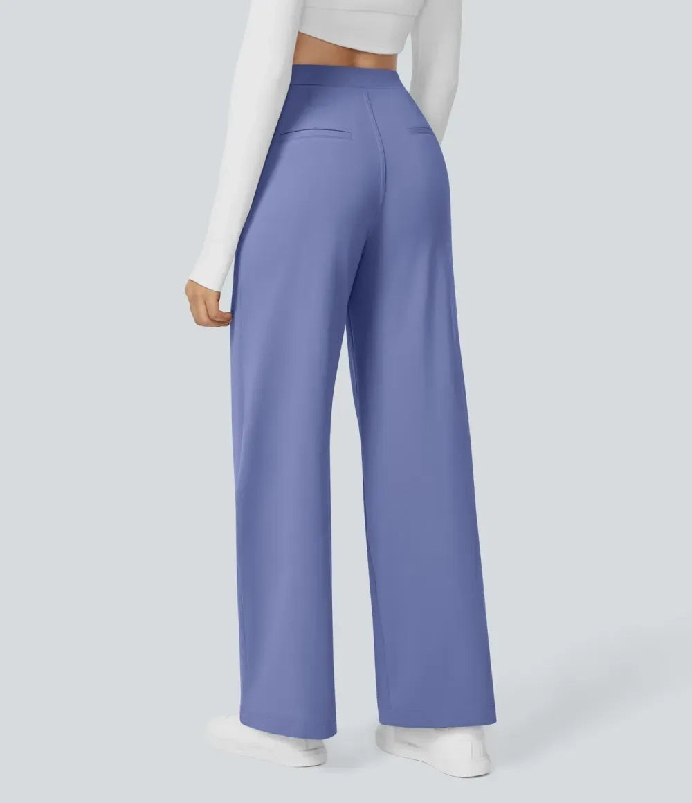 🔥Limited-Time Promotion-High Waisted Plicated Side Pocket Straight Leg Work Pants