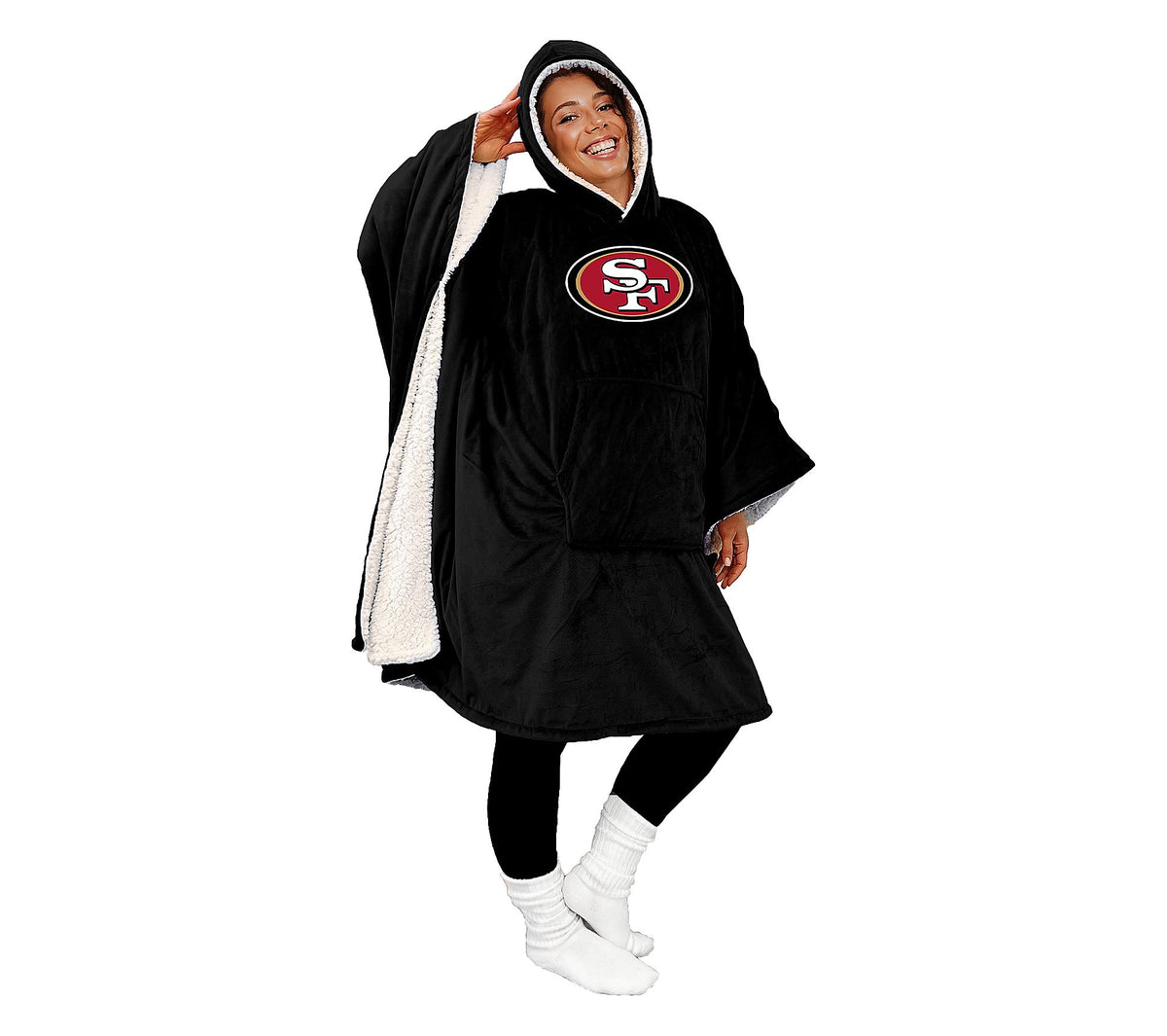 Final Clearance - 60" x 80" Wearable Hooded Blanket with Logo Patch