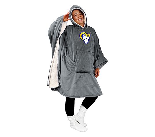 Gray wearable hooded blanket with soft lining