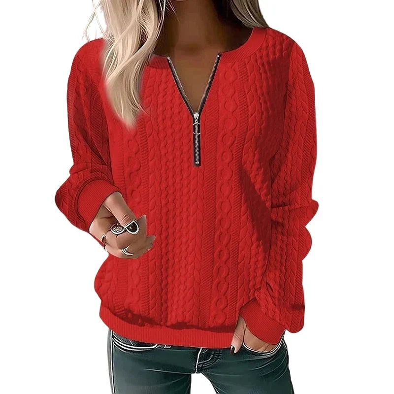 Women’s Half-Zip Cable Knit Sweatshirt