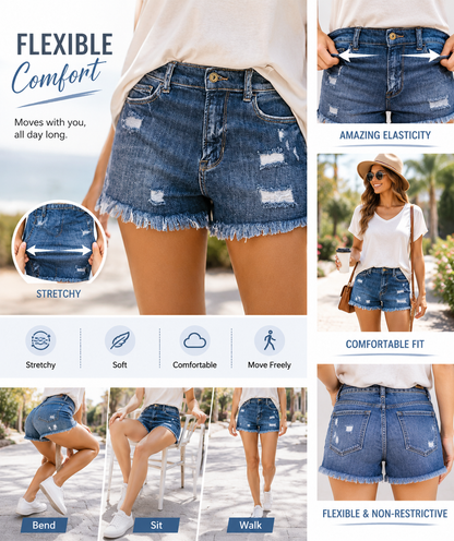 🔥 LAST CHANCE SUMMER SALE-Women's Casual Mid Rise Denim Shorts